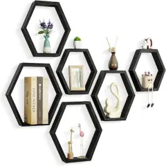 NEX&trade; Hexagon Floating Shelf Set Black