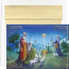 JAM Paper Shepherd's Watch Christmas Cards & Envelopes Set