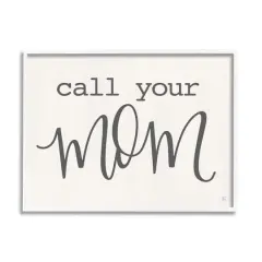 Stupell Industries Call Your Mom Encouraging Casual Typography Phrase Framed Giclee Art White