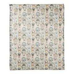 Dog Face Sketch Pattern 2 50" x 60" Coral Fleece Blanket