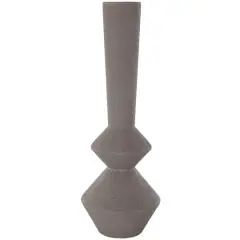 24.75" Dark Gray Metal Art Deco Fluted Decorative Vase