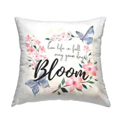 Stupell Industries May Your Day Bloom Pink Spring Blossoms Throw Pillow, 18" x 18"