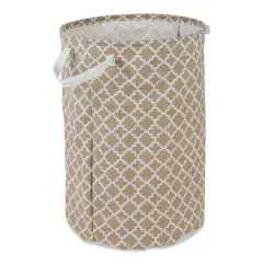 DII&reg; Round Lattice PE-Coated Cotton Polyester Laundry Hamper Stone