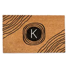 Black Monogram Circle Natural Coir Doormat K