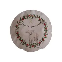 Hello Honey&reg; 16" Joy To The World Round Cotton Chambray Printed Pillow