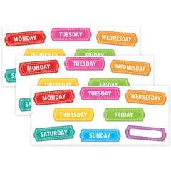 Ashley Productions Days of the Week Magnetic Die-Cut Timesavers & Labels, 3 Packs of 8