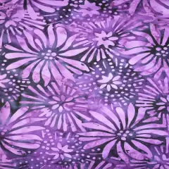 Feldman Batik Plum Tonal Stamp Daisy Cotton Fabric