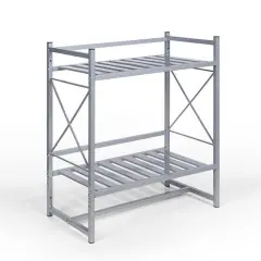 SunnyPoint 20" 2-Tier Metal Shelf Silver