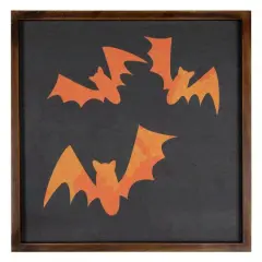 Orange Bat Silhouettes Framed Halloween Wall D&eacute;cor