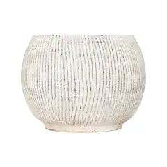 Hello Honey&reg; 5" Distressed Cream Fluted Texture Terra Cotta Planter