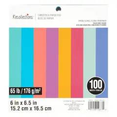 6" x 6.5" Spring Floral 65lb. Cardstock Paper Pad by Recollections&trade;, 100 Sheets