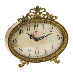 Hello Honey&reg; 6.5" Distressed Pewter Mantel Clock Gold