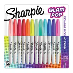 Sharpie&reg; Glam Pop 12 Color Fine Tip Permanent Markers