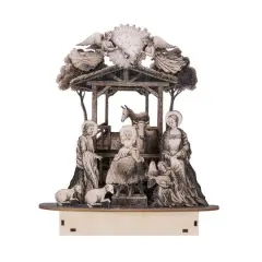 Hello Honey&reg; 7.75" Laser-Cut Wood Nativity Scene with LED Light