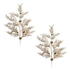 Flocked Sleigh Bell Pine Sprays, 2ct.