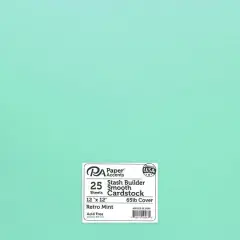 PA Paper&trade; Accents Stash Builder 12" x 12" 65lb. Smooth Cardstock, 25 Sheets Retro Mint