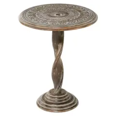 18" Brown Traditional Mango Wood Accent Table