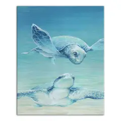 Sea Turtles Swimming 16" x 20" Canvas Wall Art