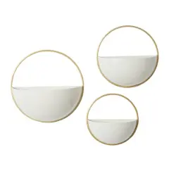 Gold & White Metal Contemporary Wall Planter Set