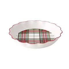 10" Green & Red Plaid Ceramic Pie Dish by Ashland&reg;