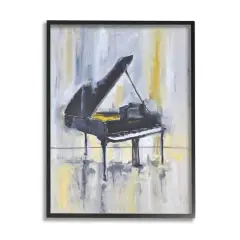 Stupell Industries Distressed Grand Piano Wall Art in Black Frame