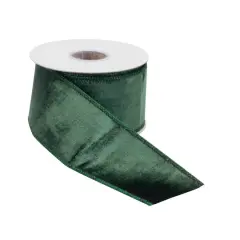 2.5" x 5yd. Deep Green Wired Viscose Ribbon, 2ct.