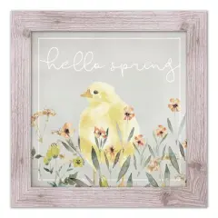 Hello Spring Chick 2 16" x 16" Western White Framed Print