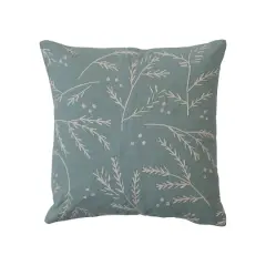 Hello Honey&reg; Mint & White Square Cotton Slub Pillow with Floral Embroidery