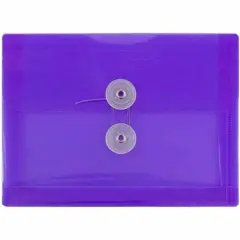 JAM Paper 5.25" x 7.5" Booklet Plastic Envelopes with Button and String Closure, 24ct. Purple