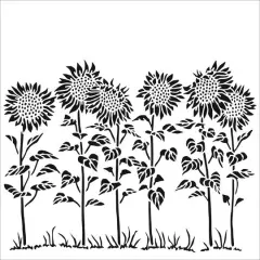 The Crafter's Workshop Sunflower Meadow Stencil, 6" x 6"
