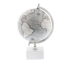 13" White Ceramic & Metal Contemporary Globe