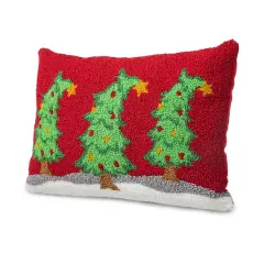 Glitzhome&reg; 18" Hooked Bent Trees Pillow