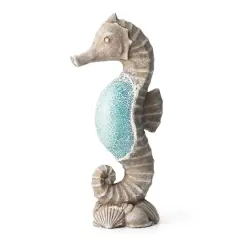 Glitzhome&reg; 21" Faux Granite & Mosaic Seahorse Statue