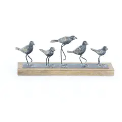 18" Gray Metal Farmhouse Birds Sculpture