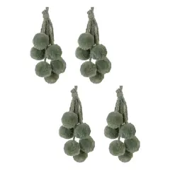 14.5" Pom Pom Cluster Drop Ornaments, 4ct. Sage Green