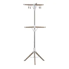 Household Essentials 2-Tier Tripod Clothes Drying Rack Brown