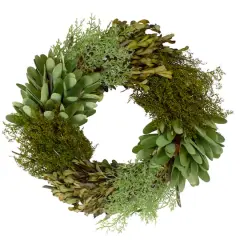14" Green Cedar Succulent & Day Grass Artificial Spring Wreath
