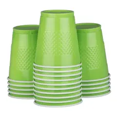 JAM Paper 12oz.Plastic Party Cups, 20ct. Lime Green