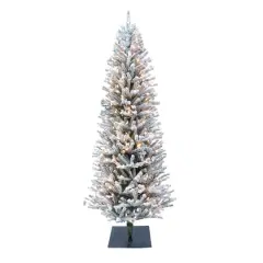5 ft. Pre-Lit Flocked Fir Artificial Christmas Tree, 200 Lights