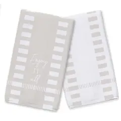 Striped Dashed Lines Enjoy All Tea Towel Set