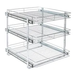 Household Essentials Glidez Chrome-Plated Steel Triple-Sliding Storage Organizer