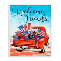 Stupell Industries Welcome Friends Americana Pickup Truck Framed Giclee Art White