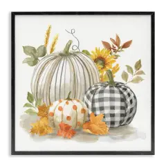 Stupell Industries Patterned Pumpkins Autumn Harvest Framed Giclee Art Black