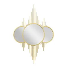CosmoLiving by Cosmopolitan 39" Gold Metal Contemporary Wall Mirror D&eacute;cor