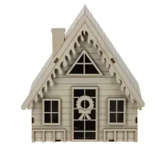 6" Unfinished Winter A-Frame House DIY LED Wood D&eacute;cor by Make Market&reg;