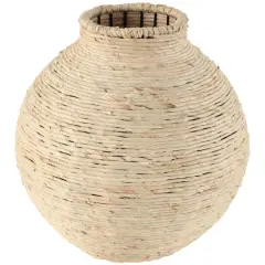 13" Beige Seagrass Handmade Wrapped Vase