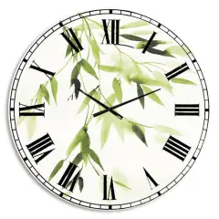 Designart 'Simplist Bamboo Leaves I Lake House Wall Clock