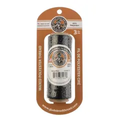 Gudebrod 0.015" Waxed Polyester Thread Black