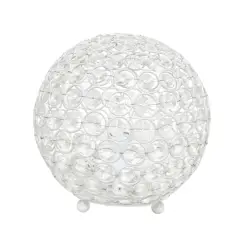 Lalia Home 8" Medium Metal Crystal Round Orb Table Lamp White