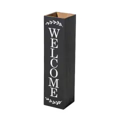 Glitzhome&reg; 30" Black Wood Boxed Welcome Porch Sign
